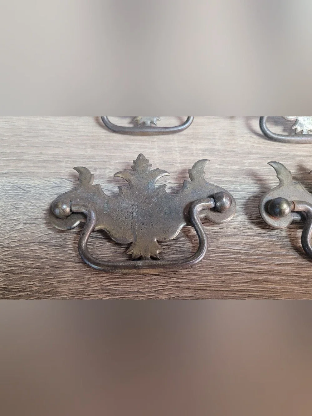 Antique Brass Drawer Pulls - Brown Patina (Set of 6)
